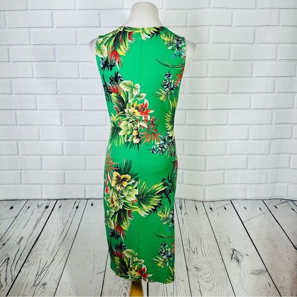 Forever 21 Green Tropical Floral Print Mock Wrap Dress - Size XL - Picture 5 of 16